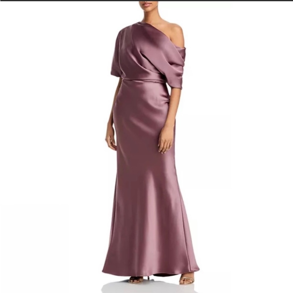 Amsale Pink Asymmetrical Ruched Gown for Weddings